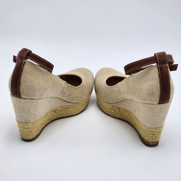 Aldo Natural Canvas Ankle Strap Wedge Heels Size 8.5 - Picture 5 of 10